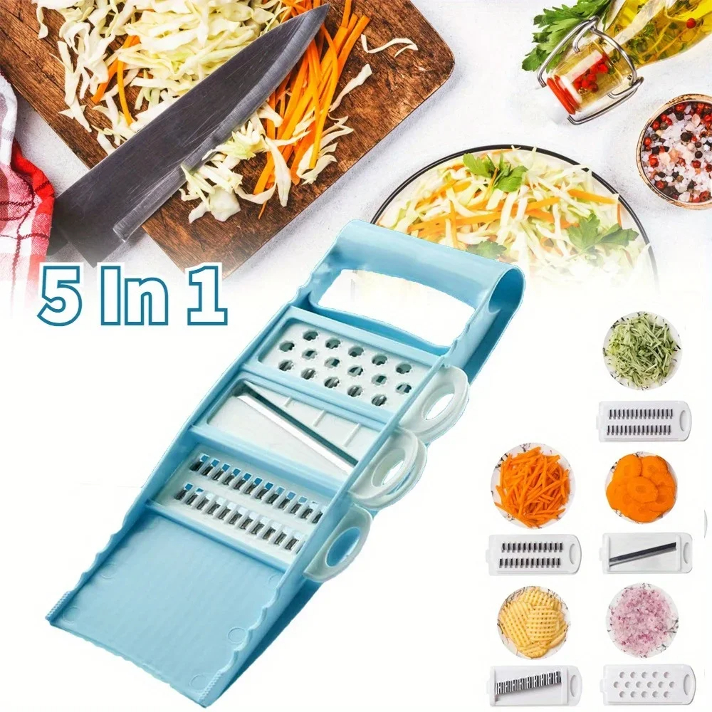 Kitchen Helper Gadgets - 5-in-1 Manual Vegetable Chopper – Multi-Functional