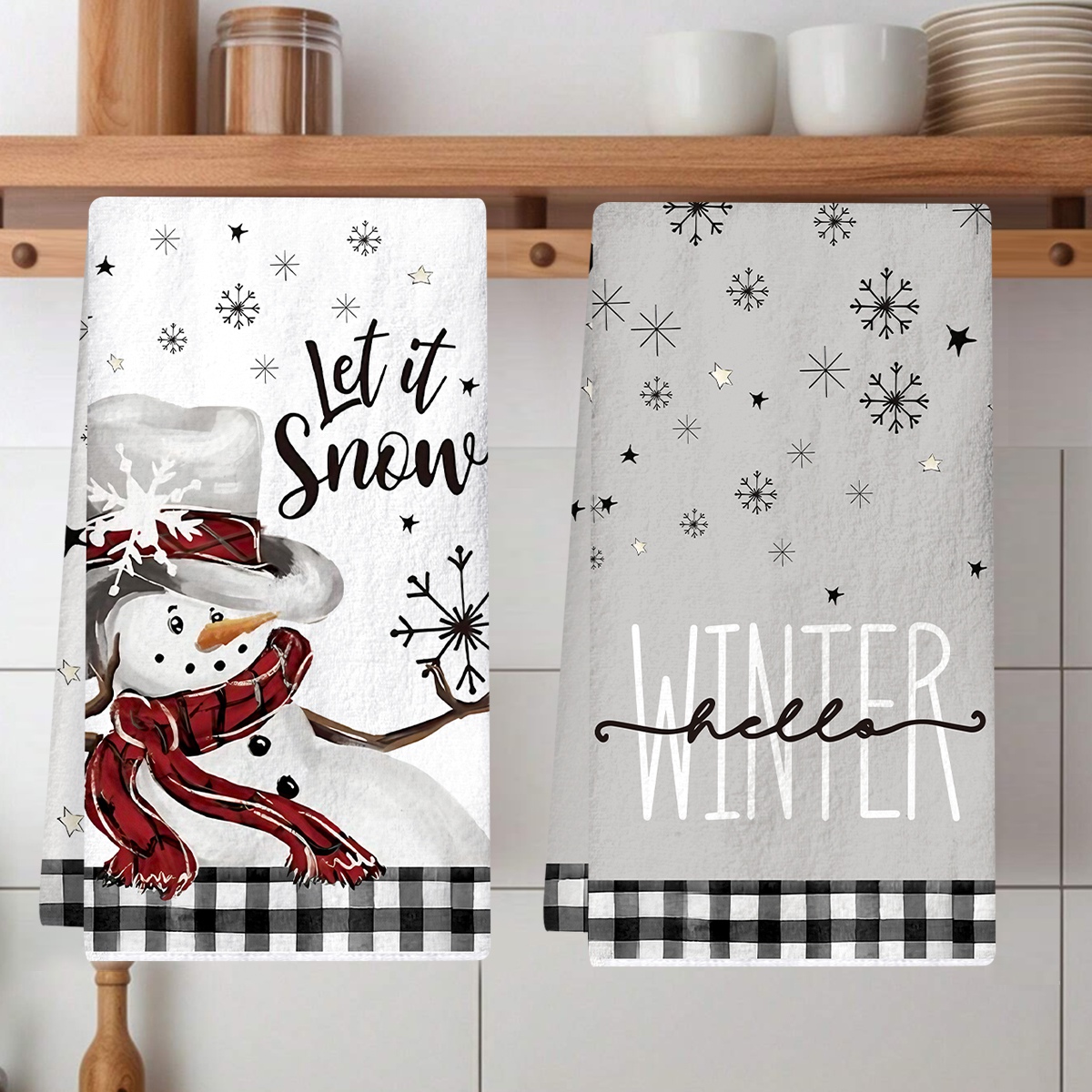 Kitchen Gadgets Gift - 2pcs Christmas Kitchen Towels Snowman Design