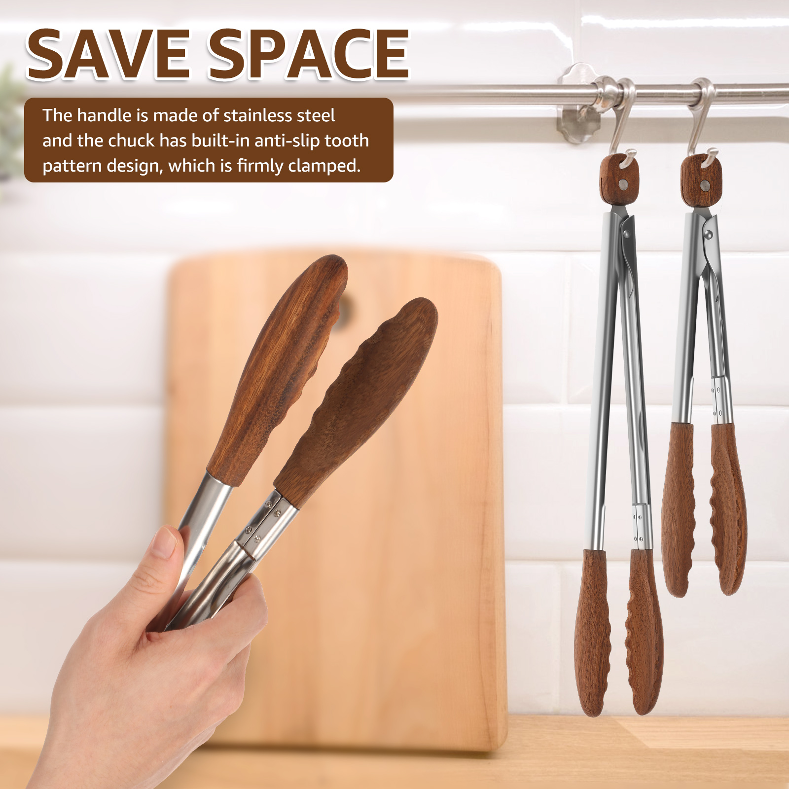 2/3 Pcs Food Tongs Walnut Wood - مراجعة Kitchen Gadgets Pakistan وسعره