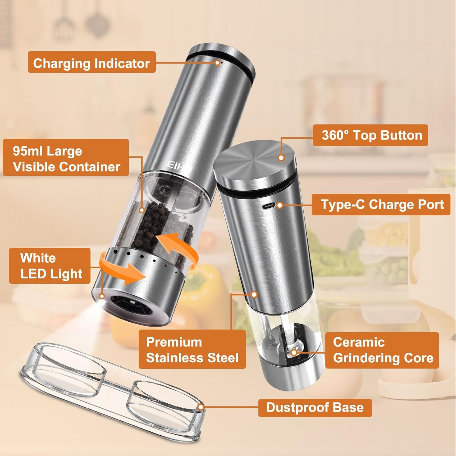 Rechargeable Salt & Pepper Gri - مراجعة Kitchen Gadgets Gift وسعره