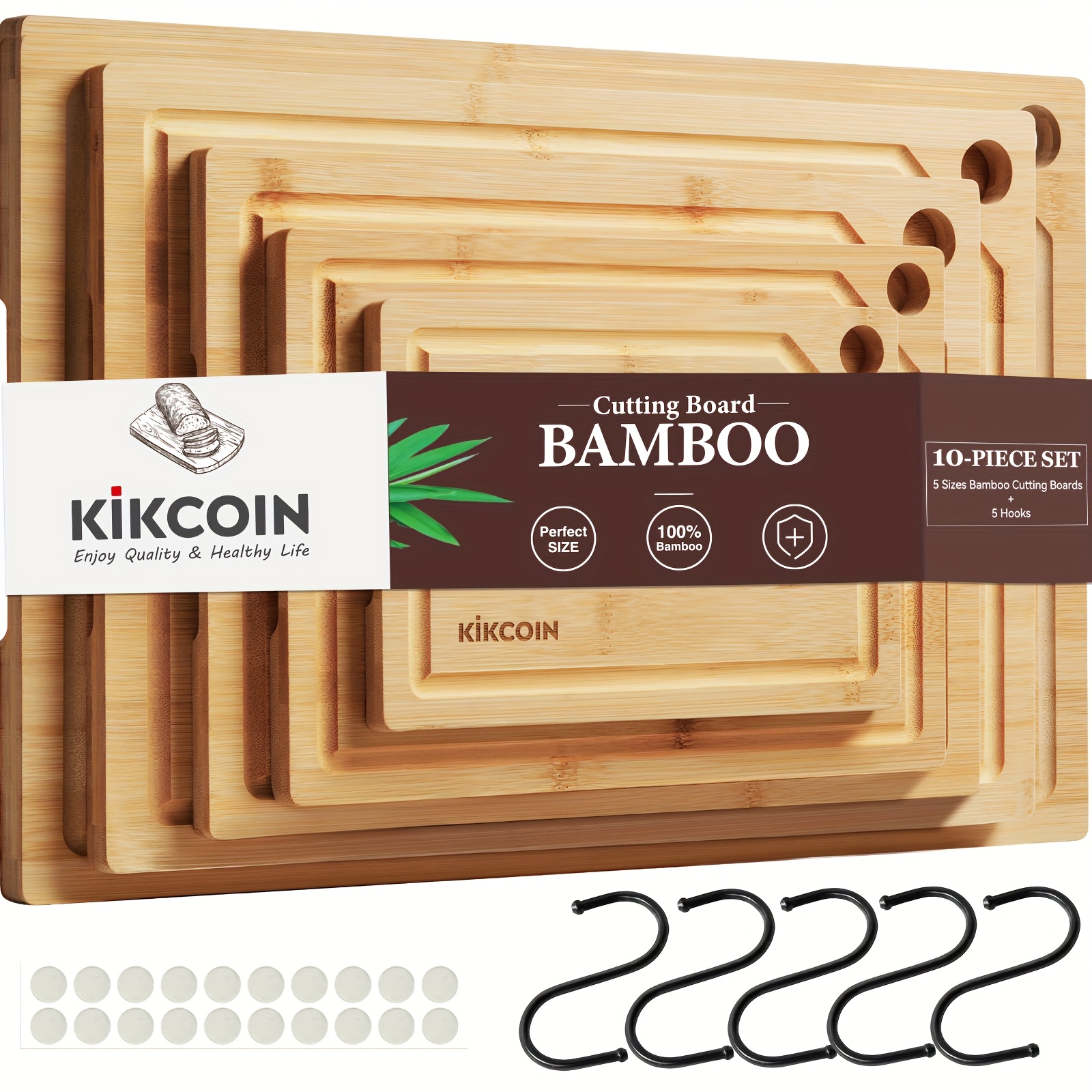 10pcs Bamboo Cutting Board Set - مراجعة Kitchen Gadgets In China وسعره
