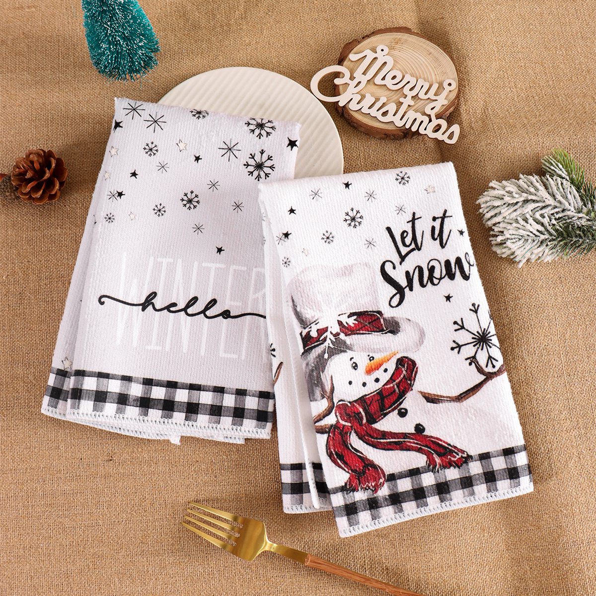 2pcs Christmas Kitchen Towels  - مراجعة Kitchen Gadgets Gift وسعره